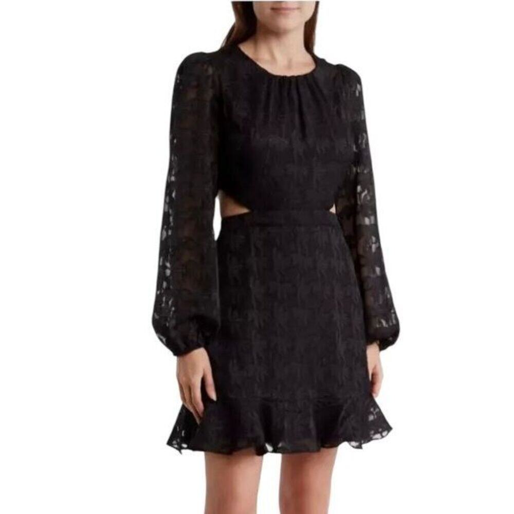 ASTR The Label Black Floral Cutout Long Sleeve Dress Sz XL NWT Sexy Women’s